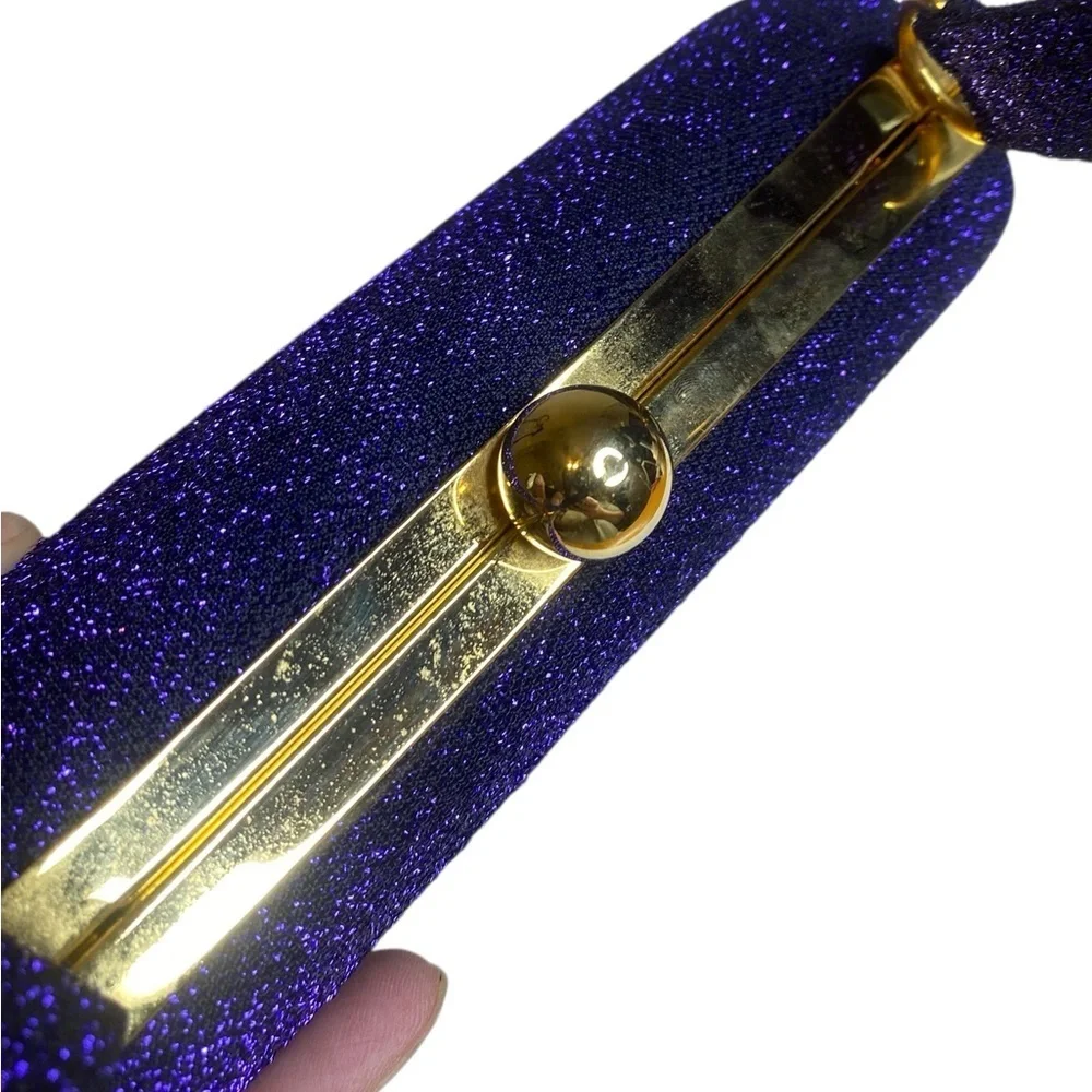 Le Regale Blue Sparkle Evening Purse removable Shoulder Strap to Handbag